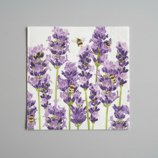Lunch napkins with lavender flowers and bees 