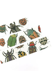 Colorful illustrations of beetles on a white background washi tape