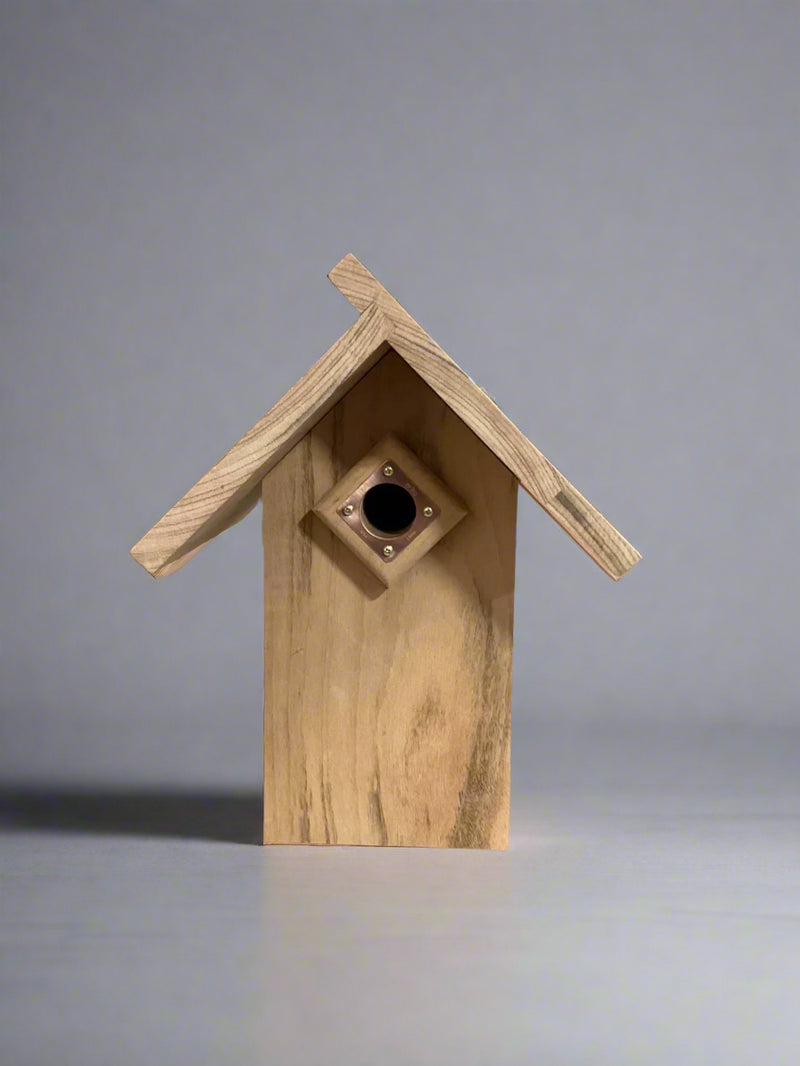 Bluebird Nest Box with Peaked Roof - Tigerwood
