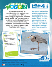 Prof. Noggin's Birds of North America Card Game -  back of game box