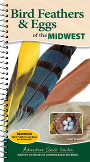Book titled 'Bird Feathers & Eggs of the Midwest' with feathers and eggs on cover