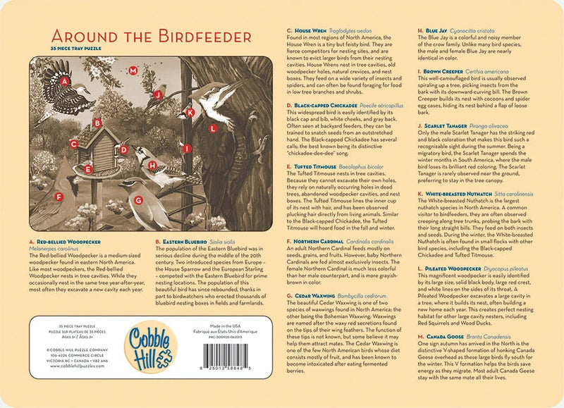 Around the Bird Feeder Tray Puzzle
back of puzzle with bird identification and info
