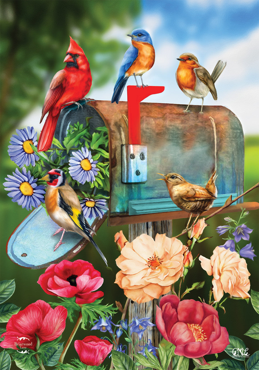 Birds and Mailbox Decorative Flag