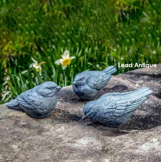 Trio d'Oiseaux Cast Stone Statuette - Lead Antique patina