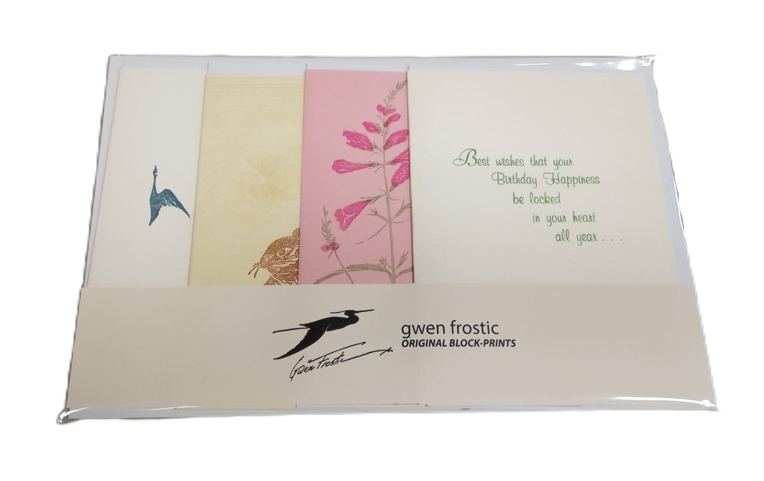 Gwen Frostic: All Occasions Greeting Card Set - Birthday with verse sample