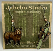 Black Bear Earrings in packaging