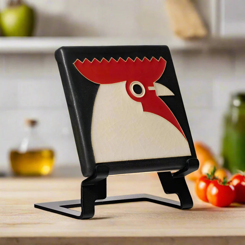 Decorative item with a rooster design on an easel. (Easel not included)