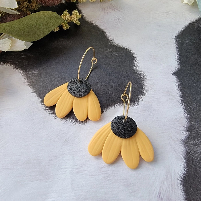 Black Eyed Susan Hoop Earrings