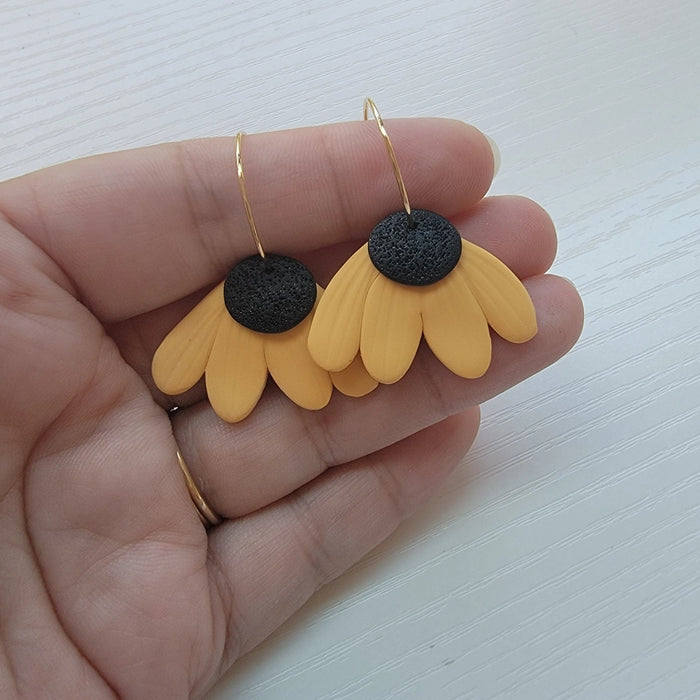 Black Eyed Susan Hoop Earrings