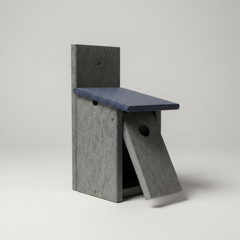 Chickadee & Wren Nesting Box - Recycled
front panel opens for easy cleanout