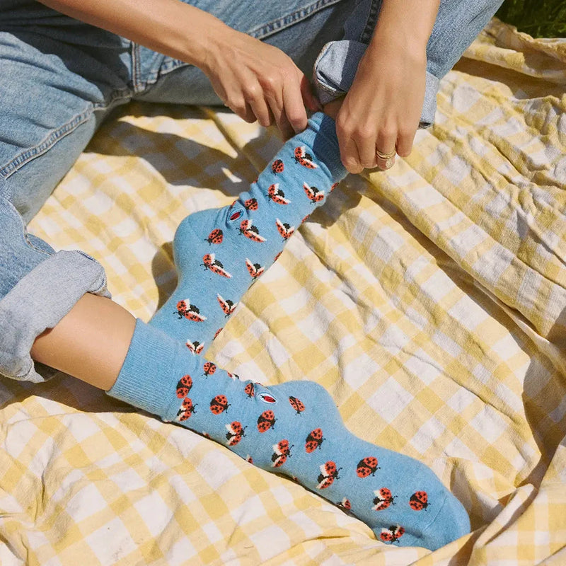 Adult Socks That Protect Pollinators (Blue Ladybugs)