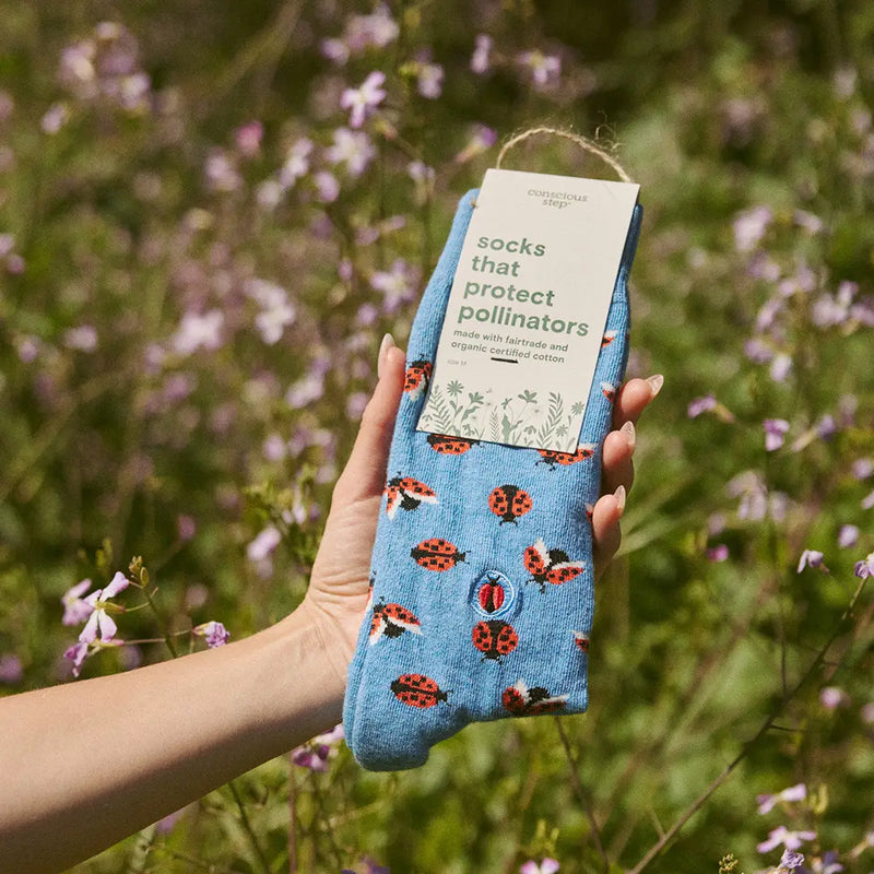 Adult Socks That Protect Pollinators (Blue Ladybugs)