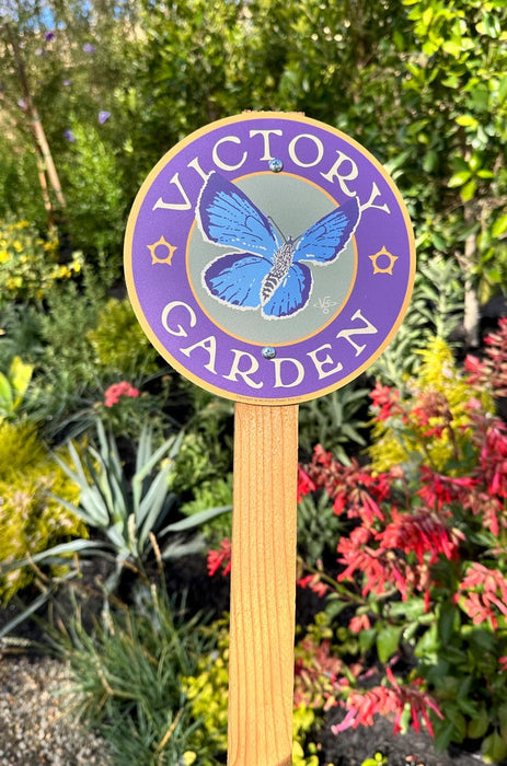 Garden Sign - Victory Garden with Blue Butterfly - Stake Not Included