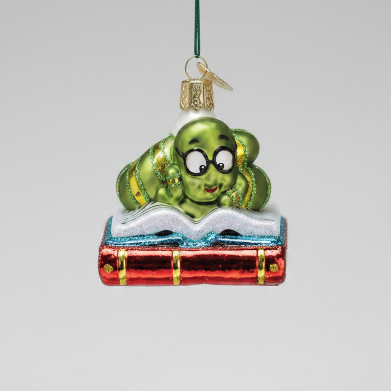 Bookworm Christmas Ornament