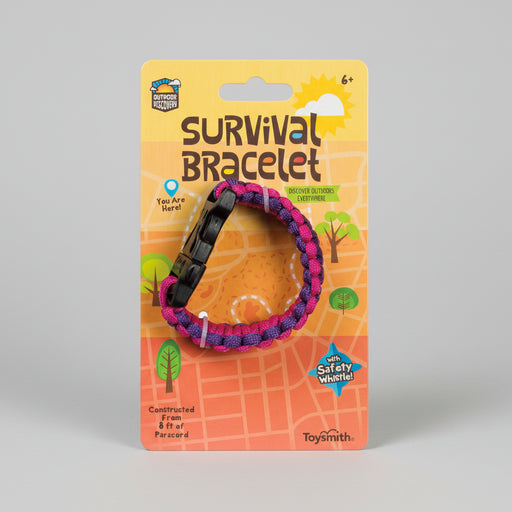 Pink and Purple survival bracelet with safety whistle
