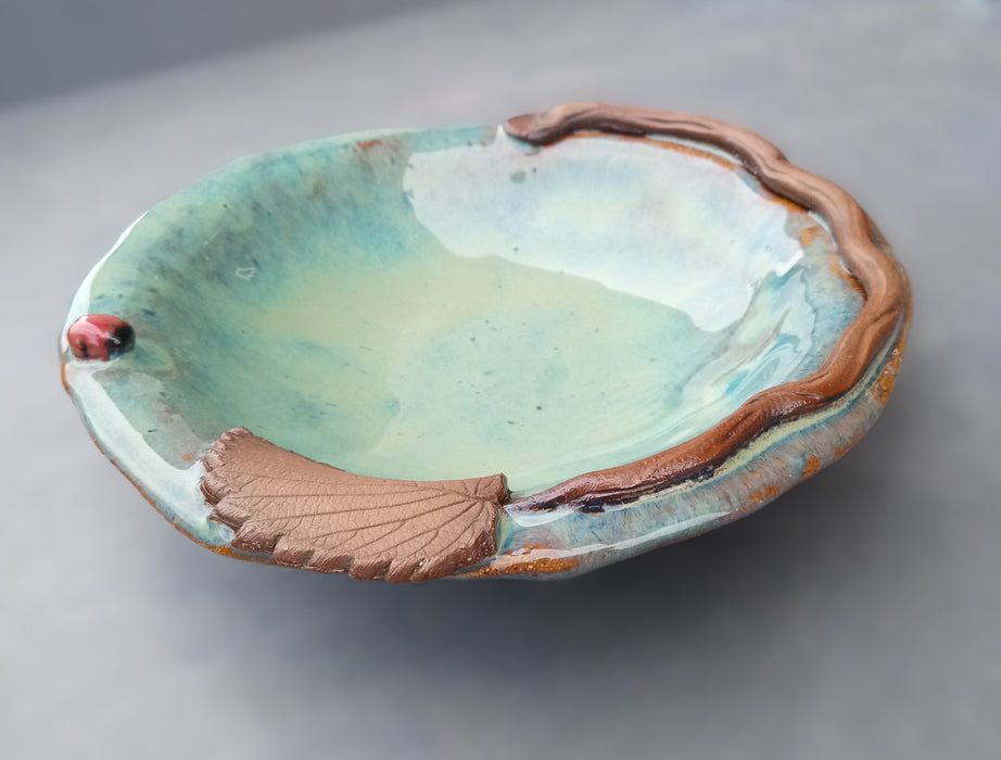 Stoneware Small Leaf Bug Bowl - American Elm