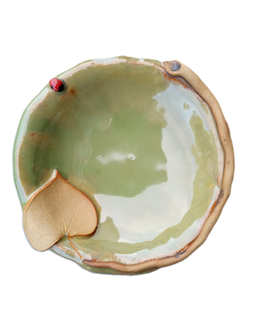 Stoneware Small Leaf Bug Bowl - Eastern Redbud