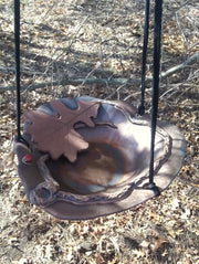 Hanging Bird Bath - Bur Oak Leaf