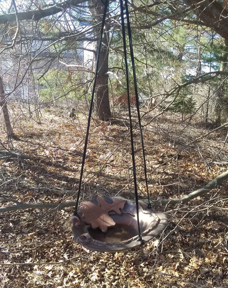 Hanging Bird Bath - Bur Oak Leaf