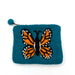 Monarch Butterfly Felt Coin Purse - Blue