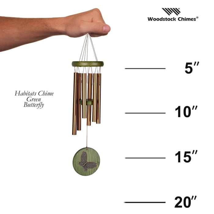 Butterfly Habitats Wind Chime - Green - scale reference