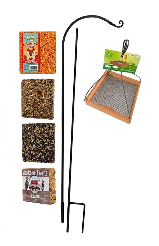 Hanging Tray Feeder Seed Cake Combo with Feeder Pole