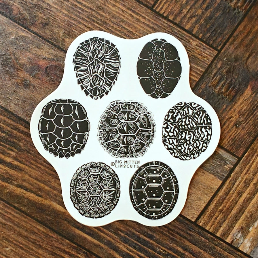 Turtle Shells Linocut Sticker — Nature Niche