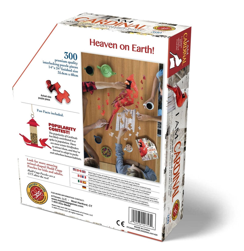 I Am Cardinal 300 Piece Jigsaw Puzzle back of puzzle box