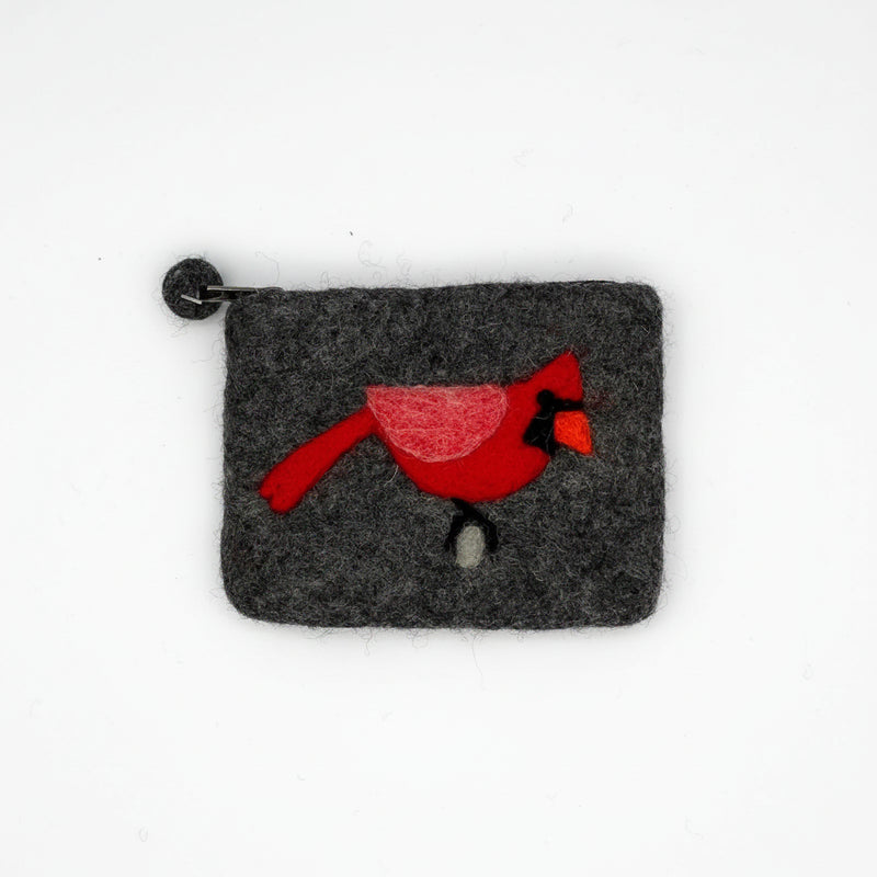 Cardinal Felt Coin Purse - charcoal