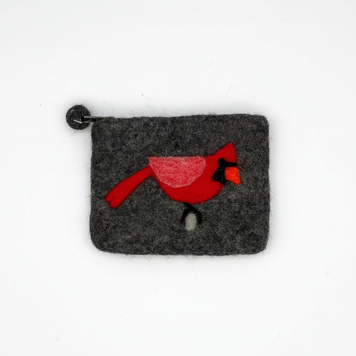 Cardinal Felt Coin Purse - charcoal