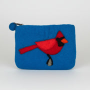 Cardinal Felt Coin Purse - ocean blue