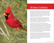 Book page with a red cardinal on a branch and text about cardinals.