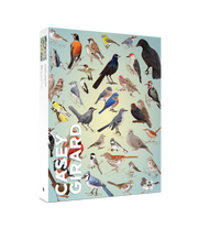 Puzzle box featuring illustrations of various birds by artist Casey Girard.