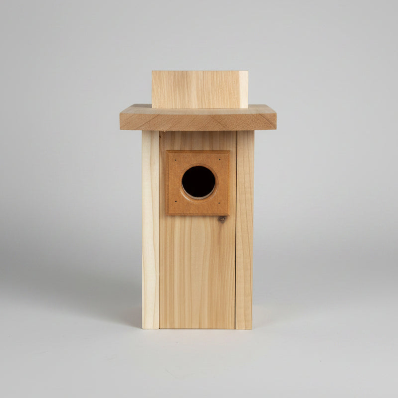 Front view of Cedar bluebird house