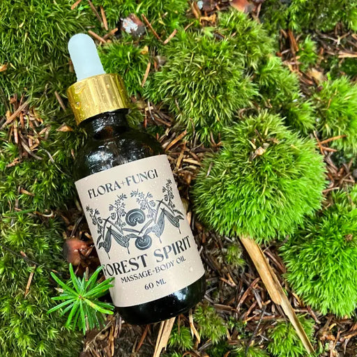 Forest Spirit Massage Body Oil new bottle type on moss