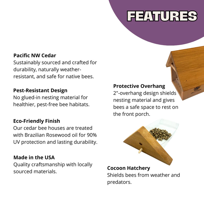 Chalet Bee House and Bee Cocoon Hatchery™ Combo
Information and features