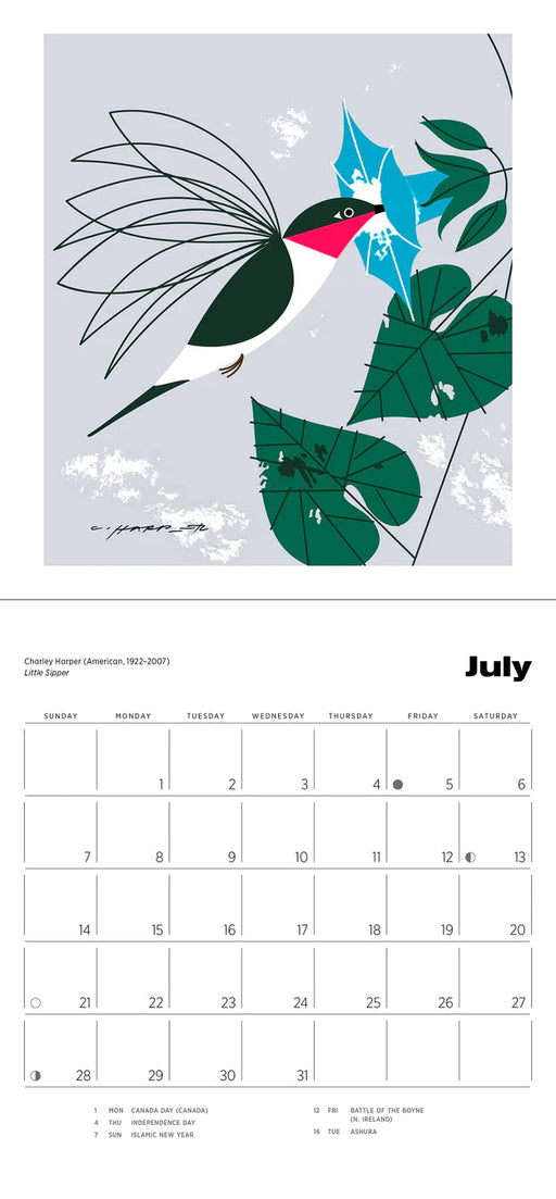 Charley Harper 2024 Mini Wall Calendar - sample page