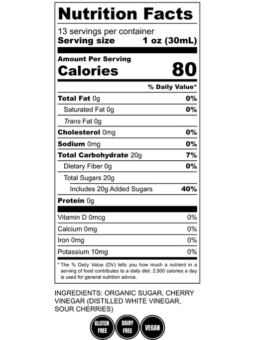 Sour Cherry Shrub - nutritional information