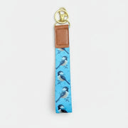 Keychain with bird pattern on a white
background