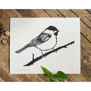 Chickadee Linoprint