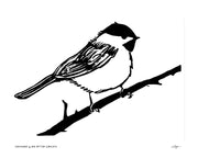 Chickadee Linoprint closeup
