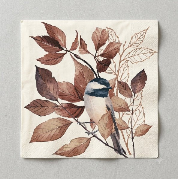 Lovely Chickadee - Beverage size Napkins