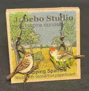 Chipping Sparrow Earrings with packaging