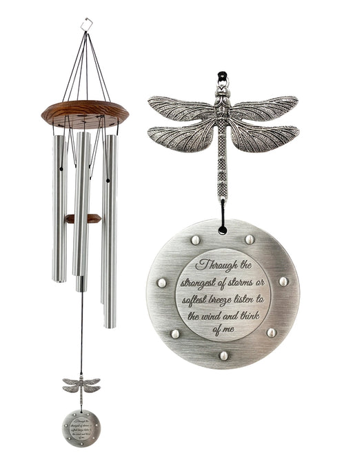 Silver Dragonfly Memorial Wind Chime- Large