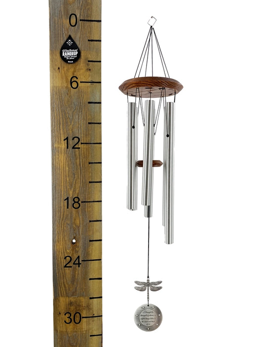 Silver Dragonfly Memorial Wind Chime- Large with ruler for scale