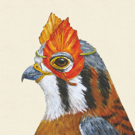 Kestrel illustration with leaf mask equipped. Beige background
