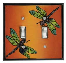 Multi-color Dragonfly Double Light Switch