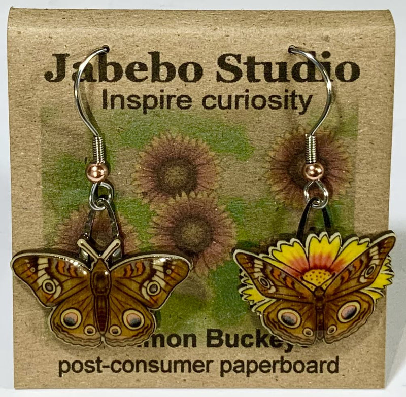 Common Buckeye Butterfly Earrings with packaging