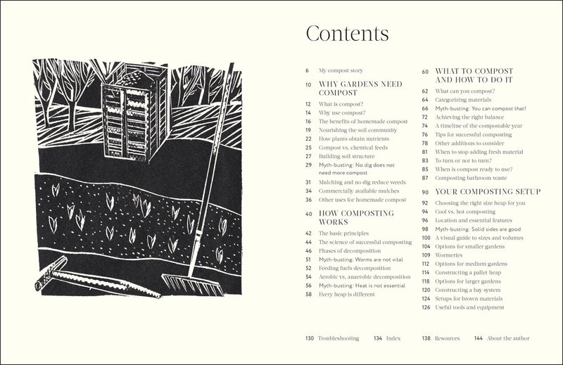 table of contents and an garden illustration