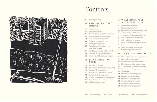 table of contents and an garden illustration